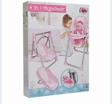 4 in 1 Doll Highchair Swing Bouncer & Carrier Xmas Birthday Gift For Kids