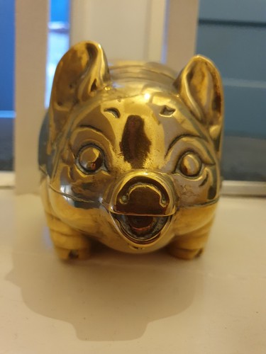 Brass pig money box - , 15.5cm/