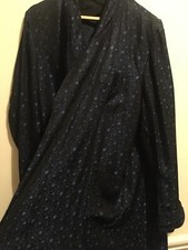 Vintage 1960s Mens Embroidered Silk Dressing Gown Austin Reed Smoking Jacket