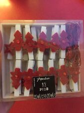 23 x Paperchase Christmas Wooden Pegs Card Holders Hangers Stars Xmas Trees Felt