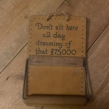 Vintage Wooden Toilet Roll Holder Funny Humorous Shed Work Homemade Bathroom