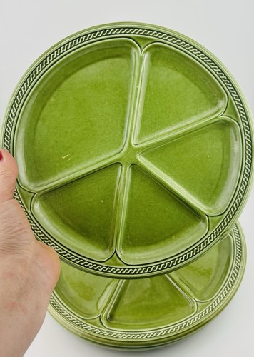 Vintage green fondue plates - vintage,