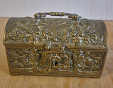 Vintage Brass Jewellery Box Chest with handle Decorative
