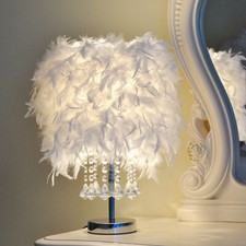 Feather Shade Table Lamp White