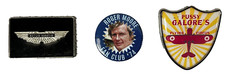 Grp 3 James Bond related badges/fob - Roger Moore, Pussy Galore & Aston Martin