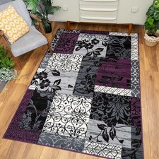 Living Room Rug Purple Grey