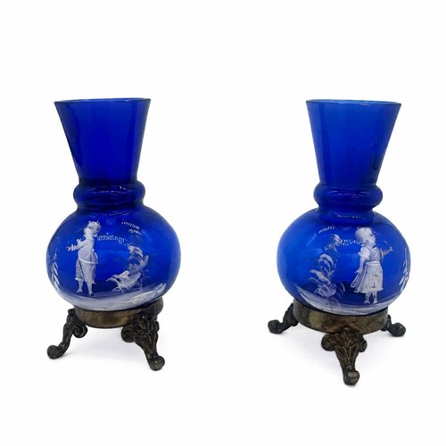 Pair antique bohemian cobalt - pair,