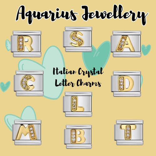Italian crystal letter charms - italian,