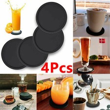 4x Set Round Black Silicone