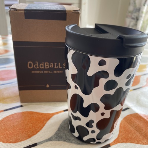 Oddballs travel mug cow print - travel,