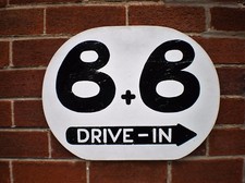Bed And Breakfast Car Park Drive In Sign - White & Black Wooden - Hand Painted.