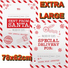 🎅2x Extra Large Christmas Santa Sacks Xmas Gift Bag Present Plastic Stocking UK