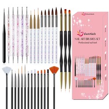 31Pcs Nail Art Brushes Set Gel & Acrylic Dotting Pens Painting and Manicure UK