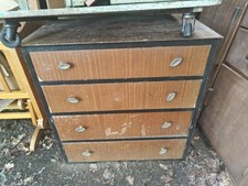 Old Childs Wooden Wardrobe And Chest Of Drawers. Barn Find. £1 No Reserve.