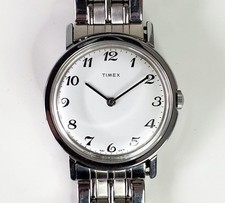 Vintage Timex Mens Watch 35mm Mechanical White Dial Spares Repair