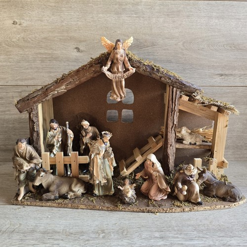 Large vintage wood nativity - large,