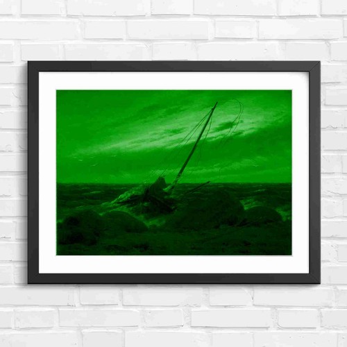 Stormy seascape wrecked ship - stormy,