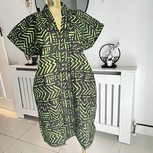 Green and black ankara bubu - green,