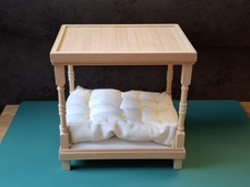 Four Poster Bed For Dollhouse Dolls House Wooden Complete With Mattress
