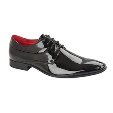 MENS SHINY BLACK PATENT LACE
