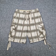Ringspun Shorts Mens W34 Brown Beige Plaid Cargo Combats Utility Y2K Retro