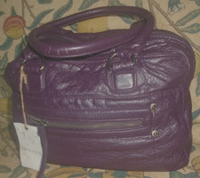 M&S INDIGO DARK LILAC FAUX LEATHER HANDBAG,2 HANDLES, DIVIDERSPOCKETS,32X22X14CM