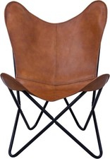 Chair leather butterfly brown - leather,