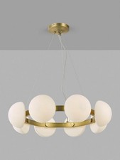JOHN LEWIS ECLIPSE 8 HOOP PENDANT CEILING LIGHT WARM BRASS/OPAL