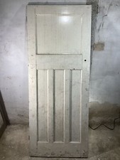 31 7/8"X 79 3/8" 1930s Internal Painted Pitch Pine Four Panel Door 1over3 Old