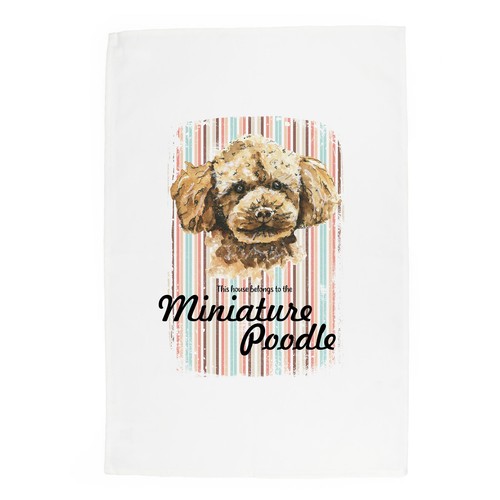 Miniature poodle tea towel - poodle,