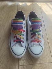 Converse - White Rainbow Lace Trainers  UK Size 7