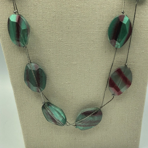 Rainbow necklace green bead - rainbow,