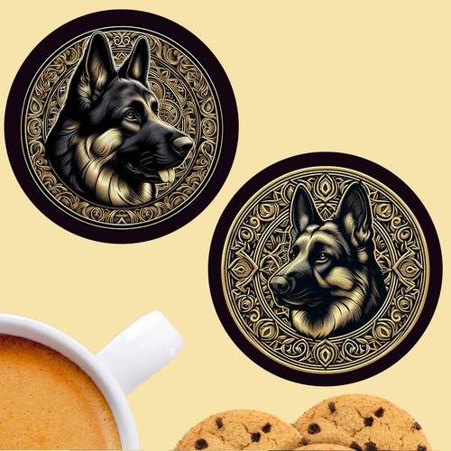 German shepherd coasters dog - shepherd, coasters,