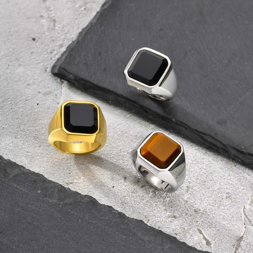Men tigers eye signet rings - tigers,