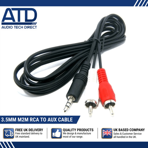 Aux 5mm male rca 2x - 3.5mm, red