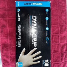 SAS Safety 650-1003 Dyna Grip Latex Powder-Free Disposable Gloves Large 100 qty