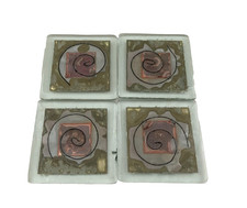 Handmade glass coasters craftfusion made in England 5cm x 5cm one chipped x 4