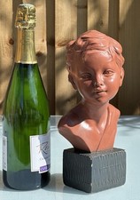 ANTIQUE FRENCH PLASTER BUST OF A YOUNG BOY, CHALKWARE STATUE, 27cm tall - 1900s