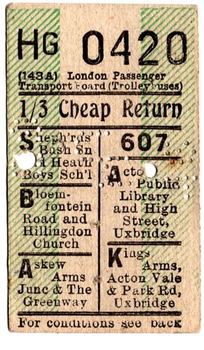 London trolleybus ticket