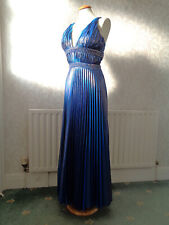 Jora Metallic Blue Bead/Sequin Detail Long Maxi Prom/Party/Evening Dress Size 14