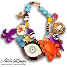 Bold & Colourful Evil Eye Star Octopus Goldfish Ocean Necklace