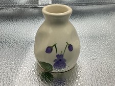VTG DELAVELLE'S DEVON VIOLETS Mini 2 1/2” Advertising Vase Made in England