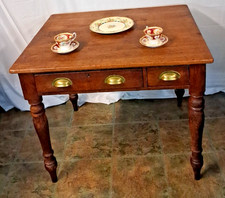 Antique Welsh Pine  Rustic Small Farmhouse Table With Cup Handles