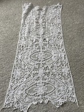 Genuine Antique White Cotton Needle Lace Piece Venetian? 12” x 24”