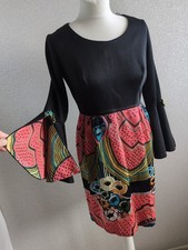  Vintage 70's Bell Sleeve Floral Mini Dress 38 Size 10
