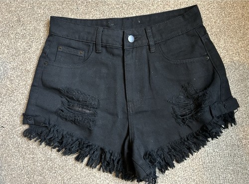 Ladies black denim cut off - ladies,