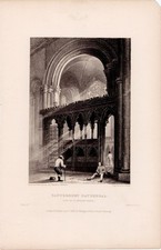 c. 1835 ‘Canterbury Cathedral’ Winkles Antique Print Etching Engraving
