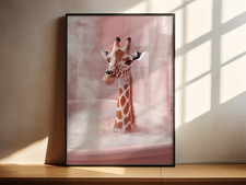 Pink Giraffe Print In Bathtub