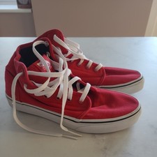 Vans Red Trainers Shoes Teen Unisex Lace Up Low Top UK Men Sz 4 Women Size 4.5