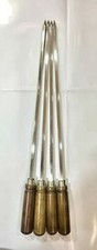 4pc Square Stainless Steel Barbeque Skewer / Kebab Stick With Wooden Handle 8mm 